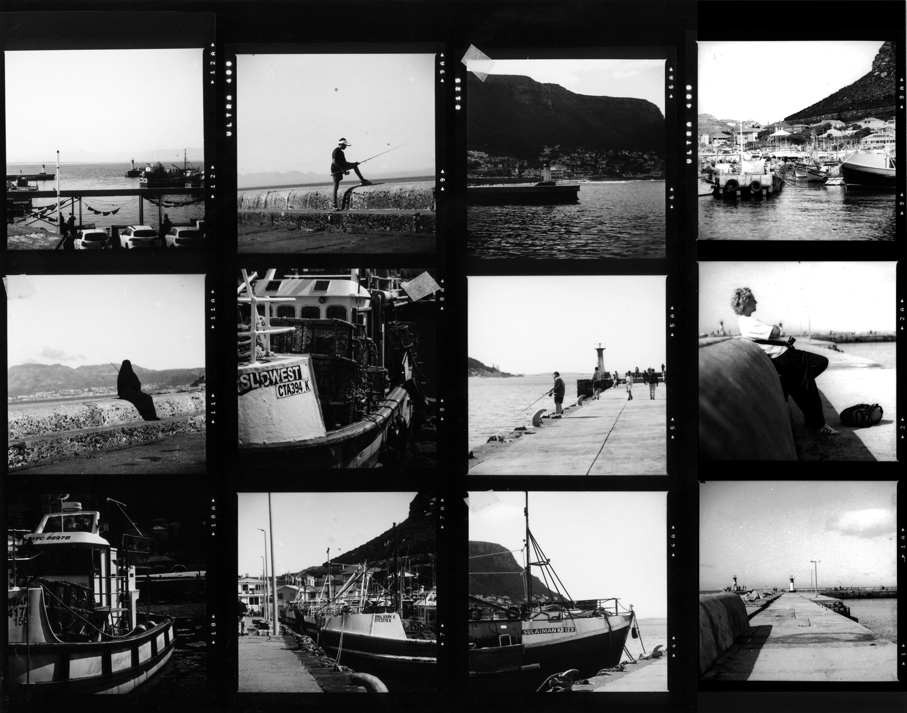 A contact sheet of black and white 120 film frames printed on one page